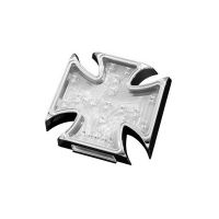 Koncové moto světlo Highway Hawk GOTHIC s LED, osvětlení SPZ, E-mark, chrom (1ks)